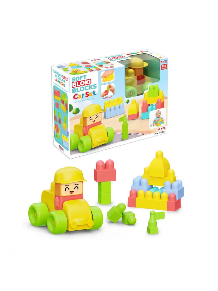 Yumuşak Bloki Blokları Araba Seti 24 Parça - Büyük Yumuşak Bloklar - Büyük Soft Lego Oyuncakları