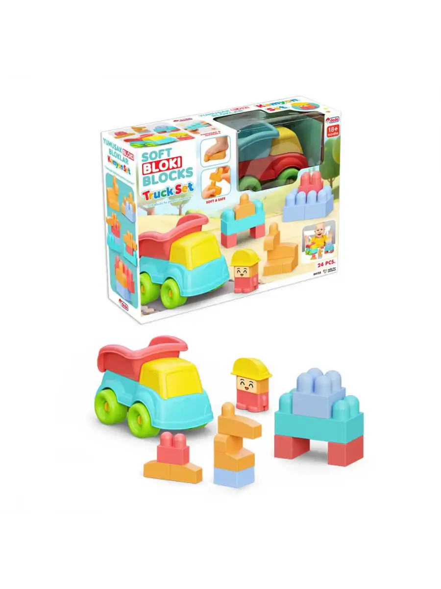 Yumuşak Bloki Blokları Kamyon Set 24 Parça - Büyük Yumuşak Bloklar - Büyük Soft Lego Oyuncakları