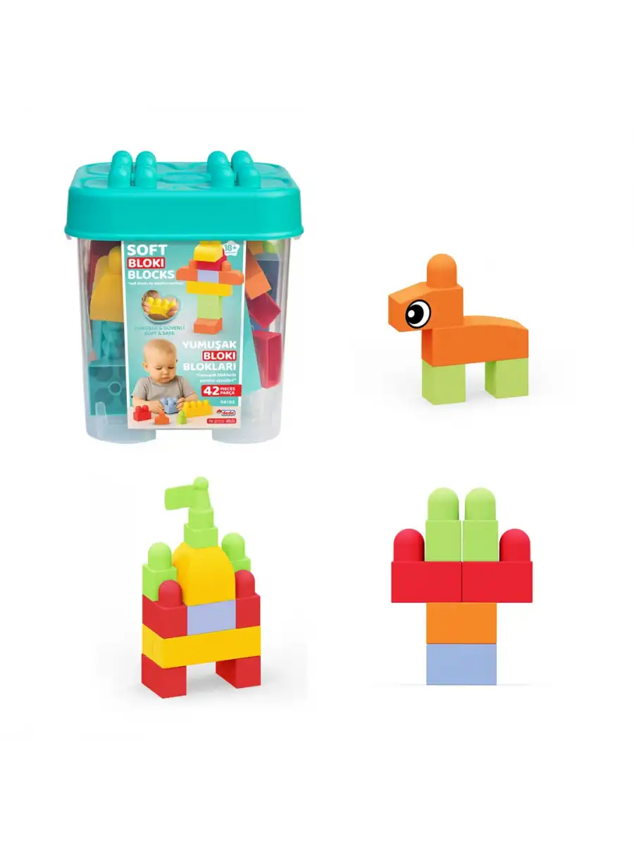 Yumuşak Bloki Blokları Kova 42 Parça - Büyük Yumuşak Bloklar - Büyük Soft Lego Oyuncakları