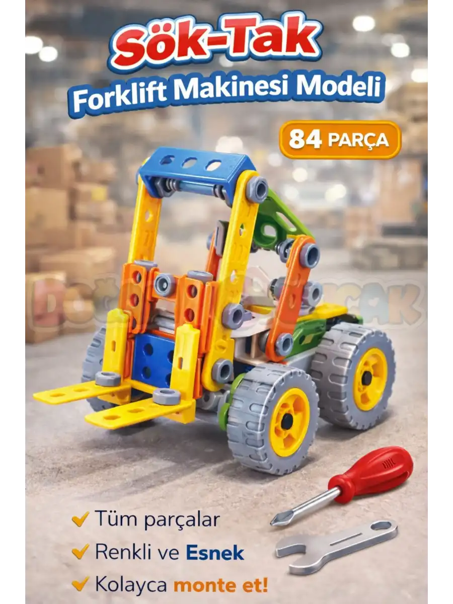 Hanye Sök-Tak Forklift Makinesi Modeli - Oyuncak Söktak İnşaat Modeli - Lego Setleri