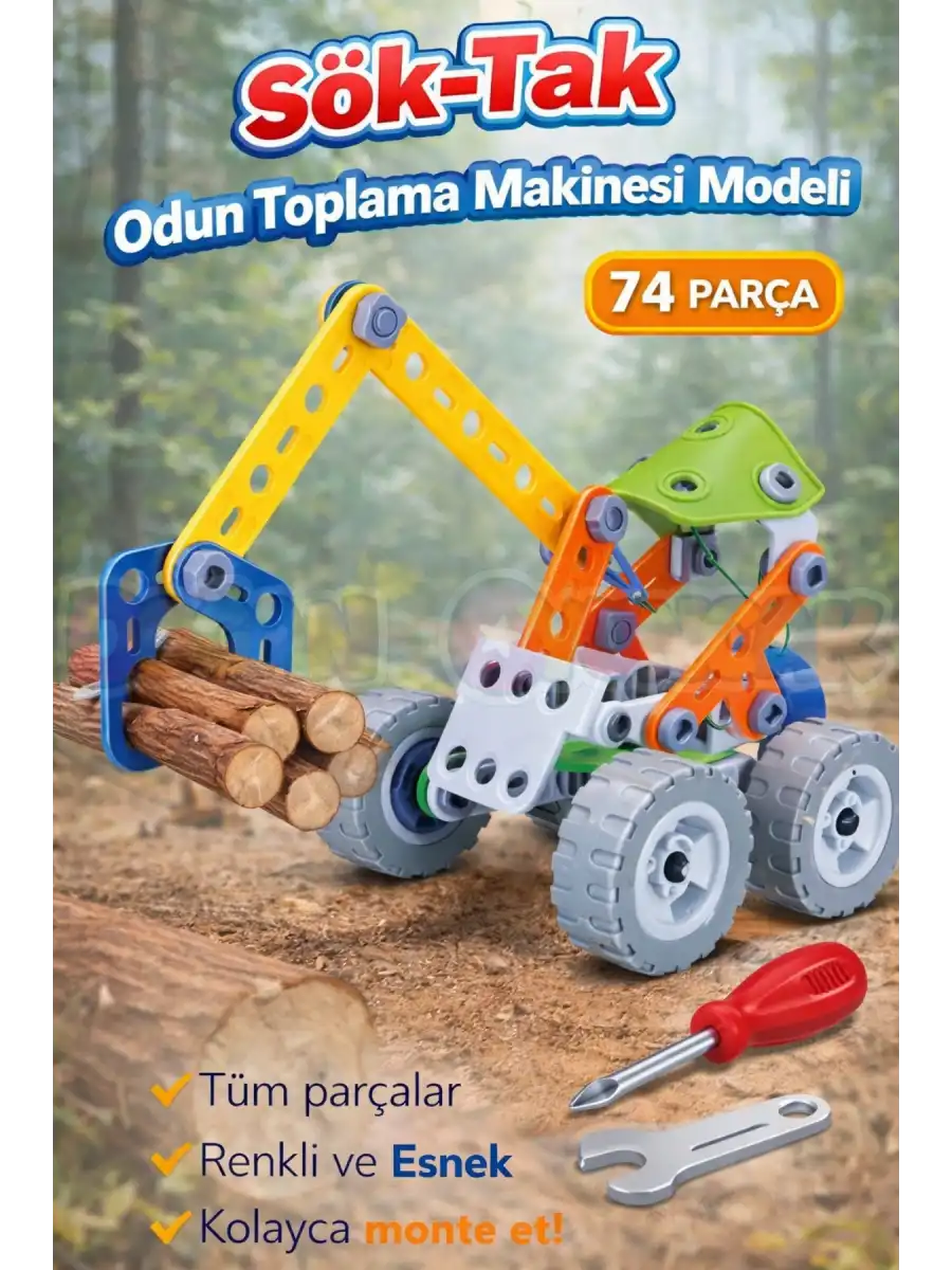 Hanye Sök-Tak Odun Toplama Makinesi Modeli - Oyuncak Söktak İnşaat Modeli - Lego Setleri