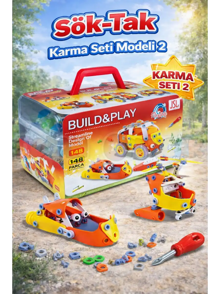 Hanye Sök-Tak Karma Seti Modeli 2 - Oyuncak Söktak 5i Bir Arada Çanta Modeli - Lego Setleri