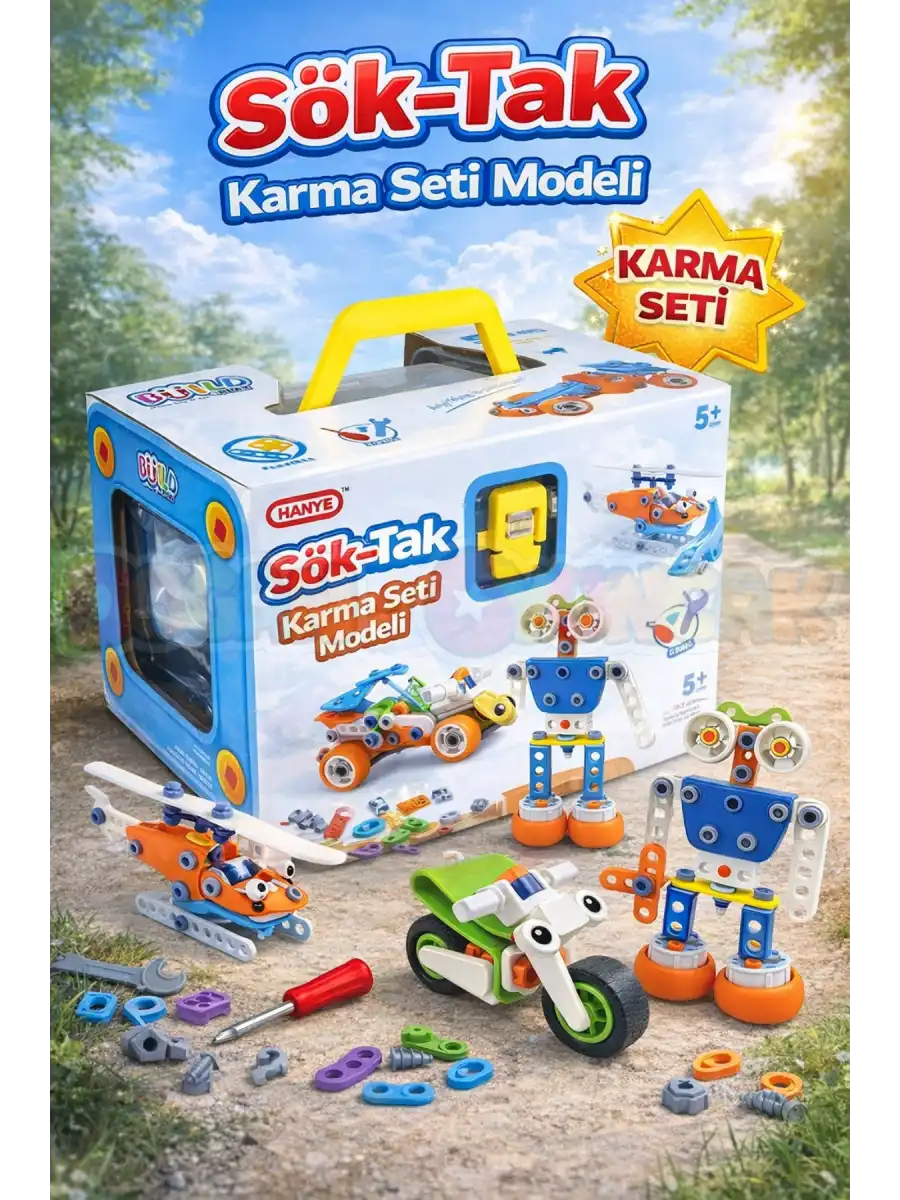 Hanye Sök-Tak Karma Seti Modeli - Oyuncak Söktak 5i Bir Arada Çanta Modeli - Lego Setleri