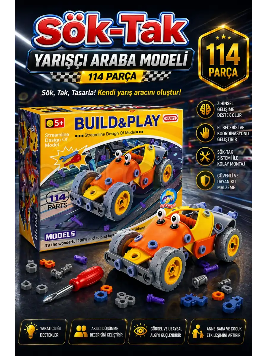 Hanye Sök-Tak Yarışçı Araba Modeli - Oyuncak Söktak Araç Modeli - Lego Setleri