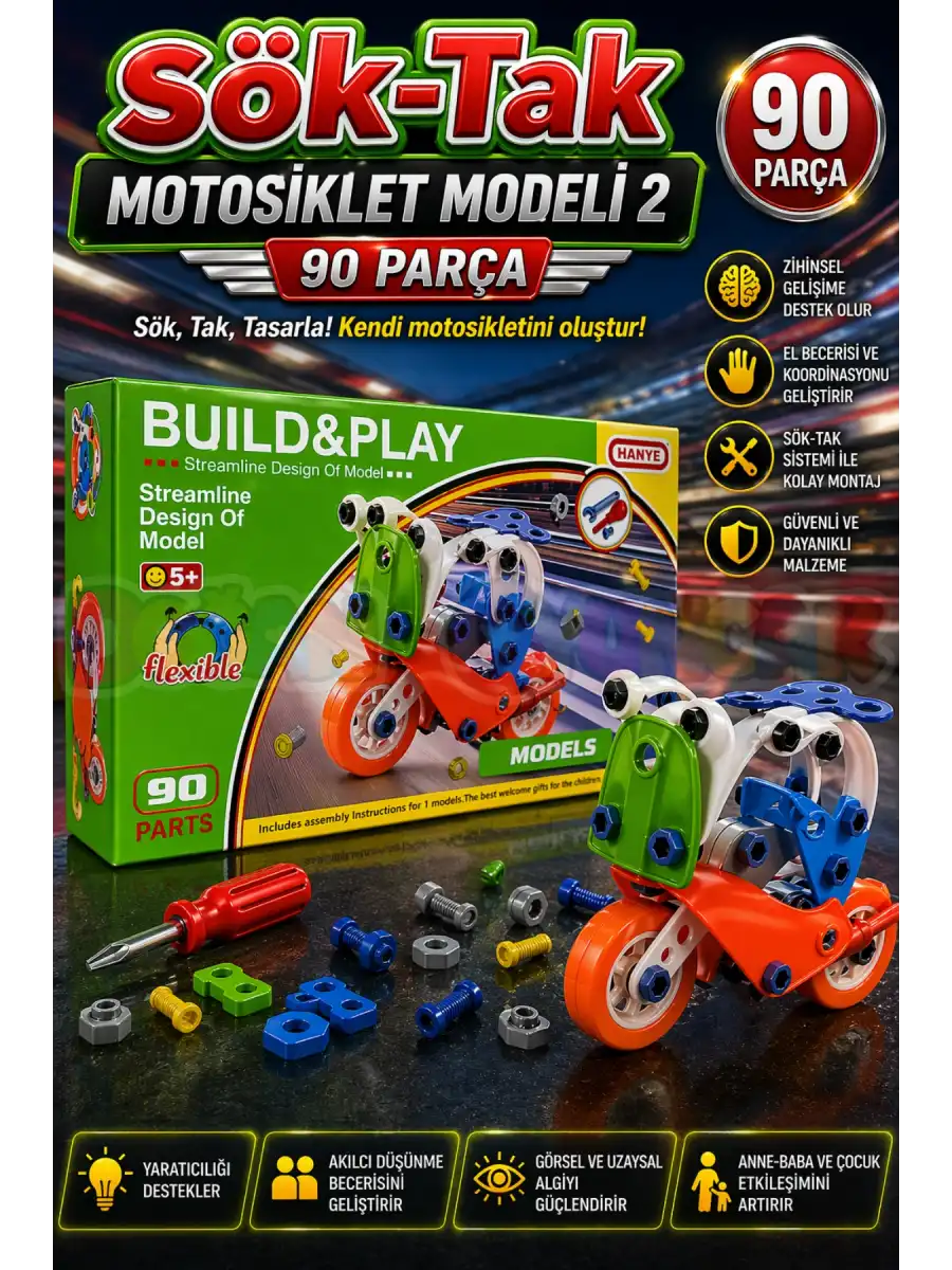Hanye Sök-Tak Motosiklet Modeli 2 - Oyuncak Söktak Motorsiklet Modeli - Lego Setleri