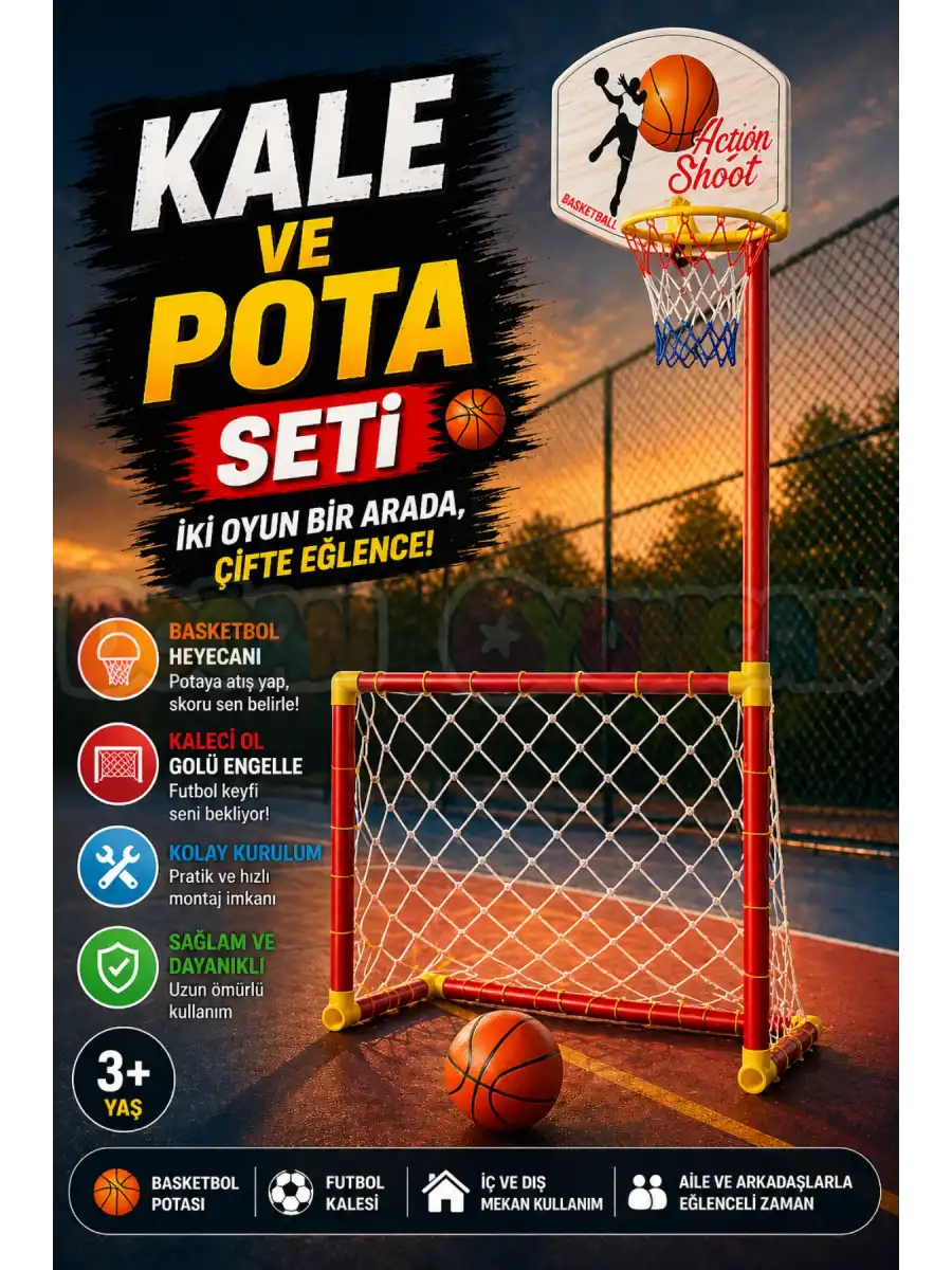 Kale ve Pota Seti - Futbol Kalesi ve Basketbol Potası Oyunu - Basket Atma Oyunu Basketbol Maçı - Futbol Kale Maçı