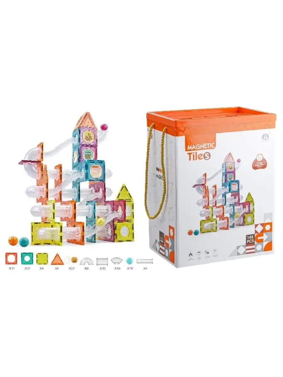 Orijinal Magnetic Tiles 145 Parça Manyetik Lego - Magnetic Magical Magnet - Mıknatıslı Lego