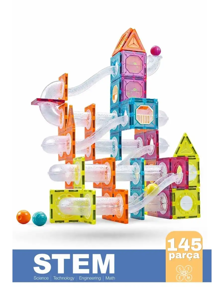Orijinal Magnetic Tiles 145 Parça Manyetik Lego - Magnetic Magical Magnet - Mıknatıslı Lego