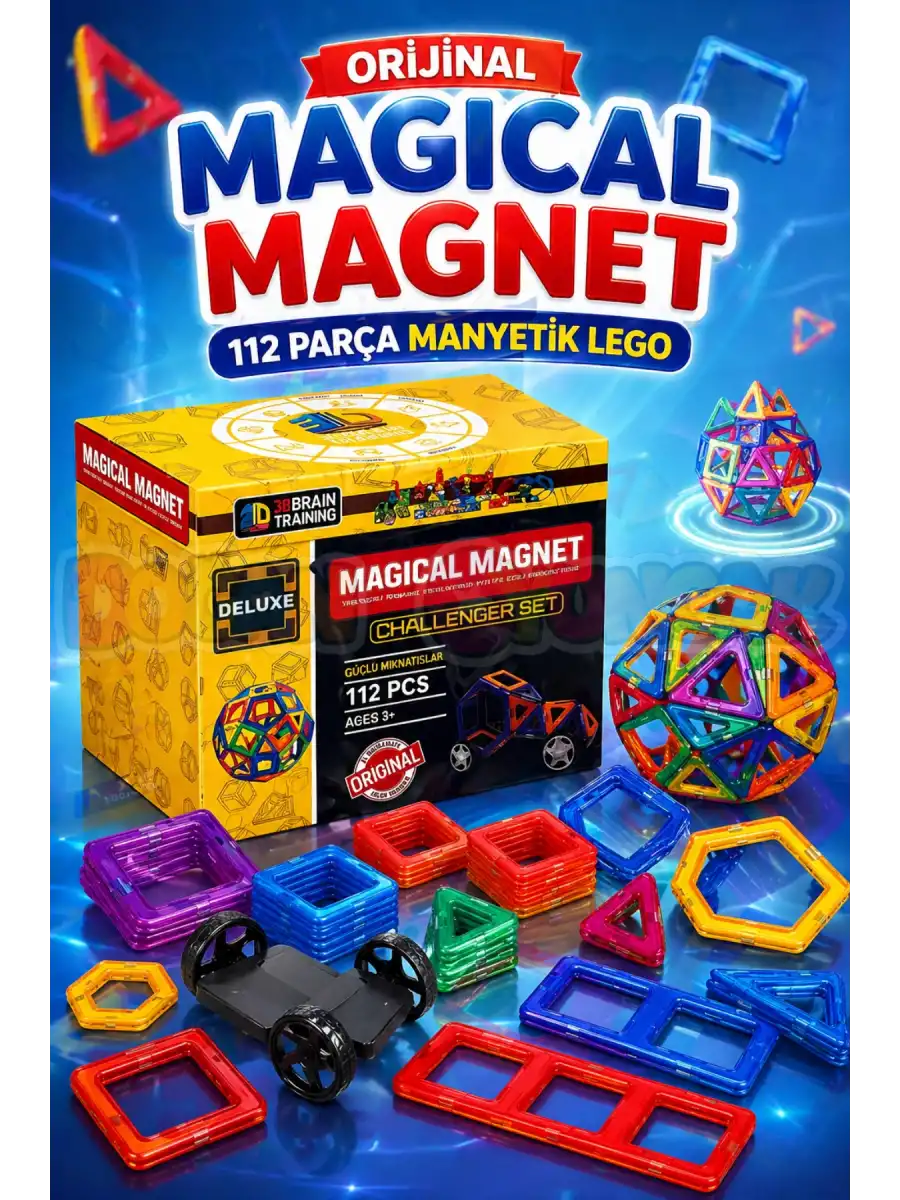Orijinal Magical Magnet 112 Parça Manyetik Lego - Magnetic Magical Magnet - Mıknatıslı Lego - Mıknatıs Lego