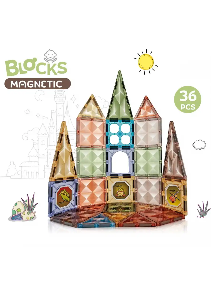 Orijinal Magnetic Tiles Star Diamond 36 Parça Manyetik Lego - Magnetic Magical Magnet - Mıknatıslı Lego