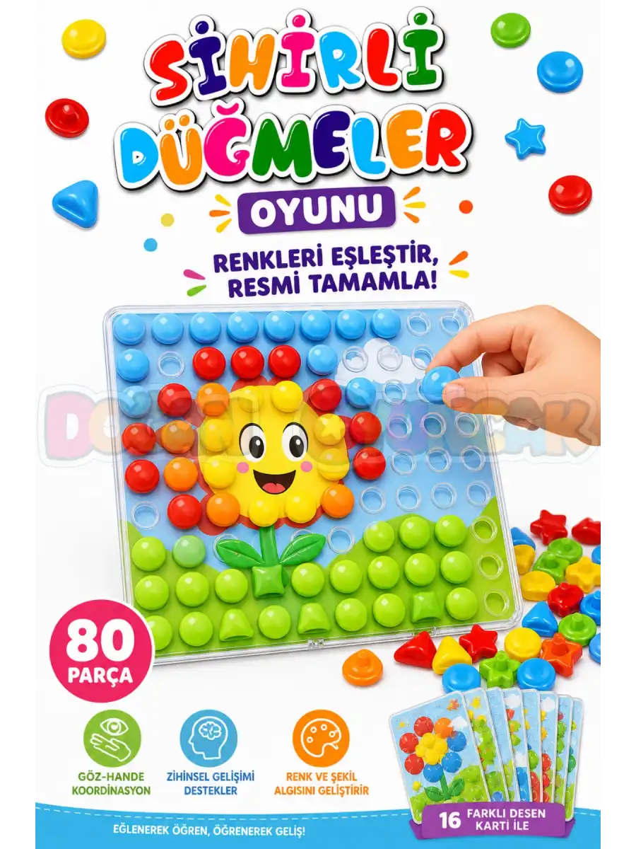 Sihirli Düğmeler Oyunu - Oyuncak Sihir Düğmeler - Renkleri Yerine Yerleştirme Oyunu Resim Oyunu