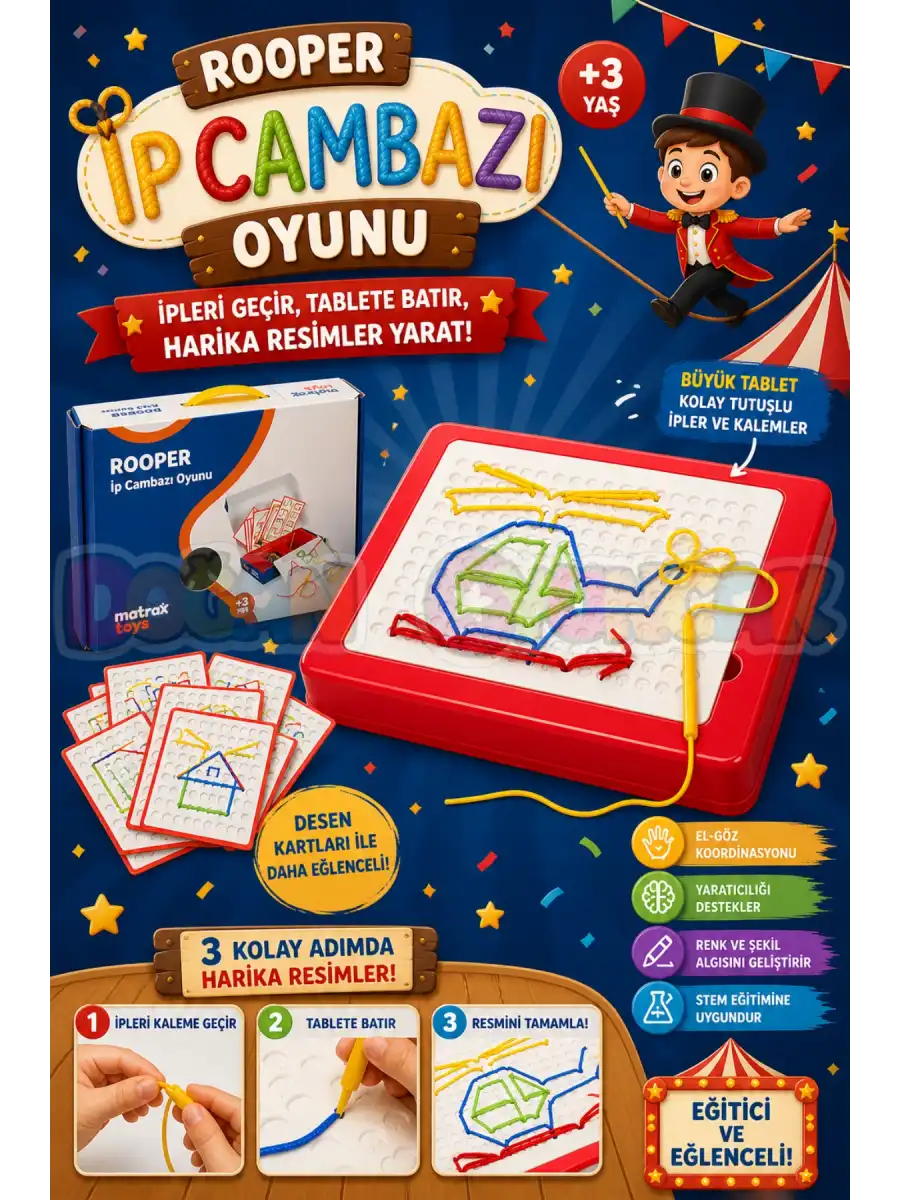 Rooper İp Cambazı Oyunu - Oyuncak İp Geçirme - Resim Oyunu Rooper Oyunu - Anaokulu Oyuncak