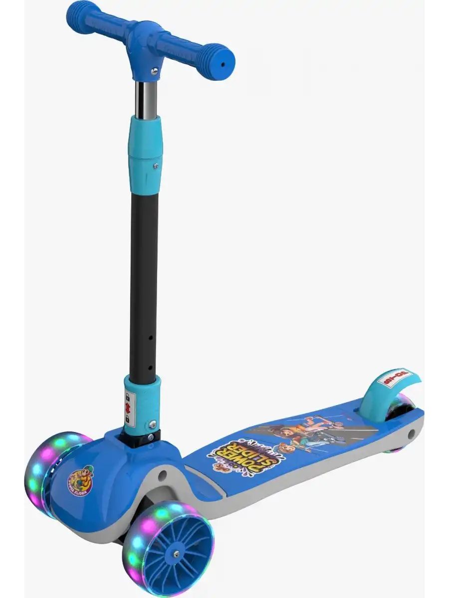 Power Slider Mavi Katlanabilir 3 Tekerlekli Scooter - Işıklı Scooter - Çocuk Scooter - Slikon Teker