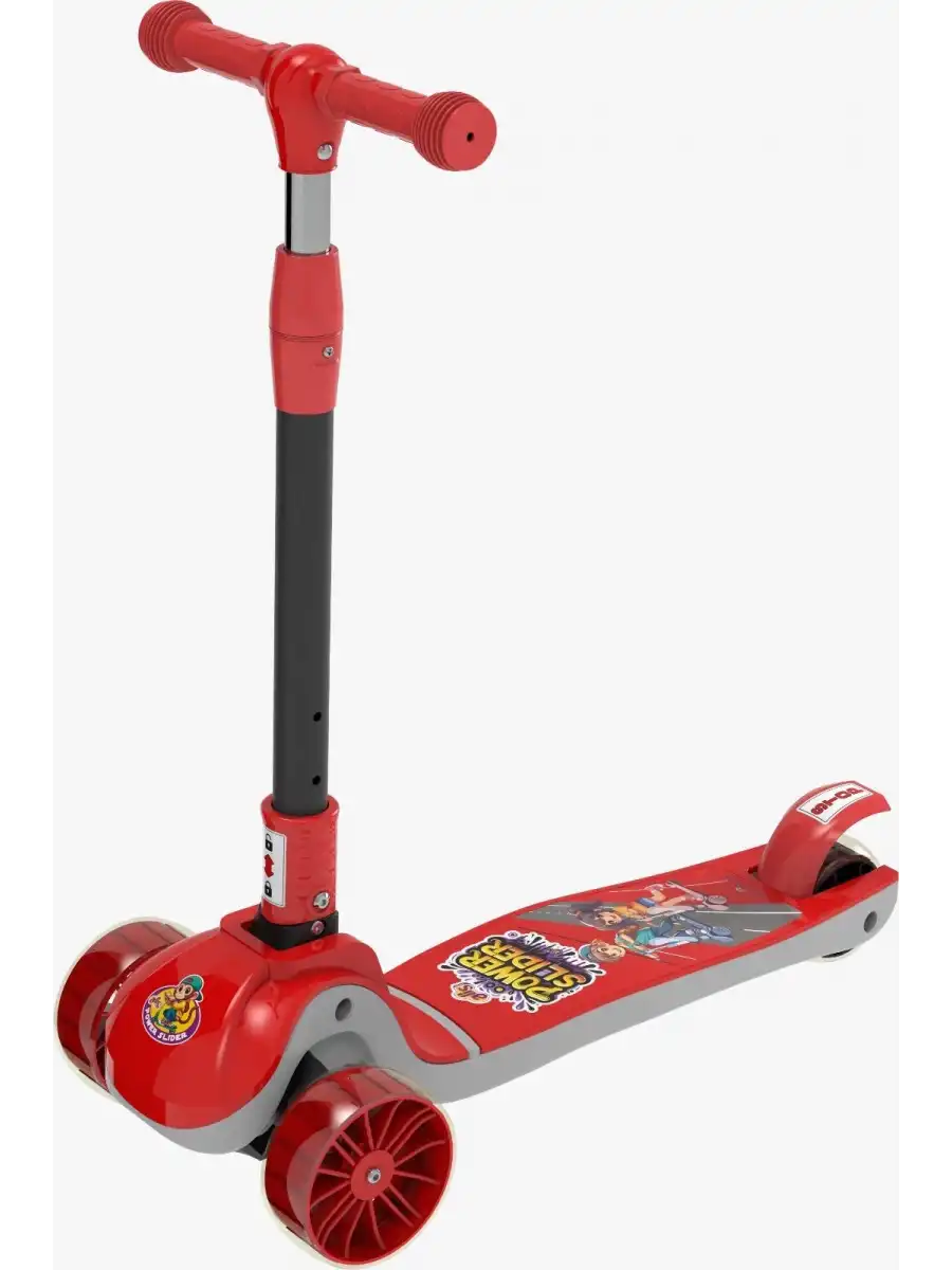 Power Slider Kırmızı Katlanabilir 3 Tekerlekli Scooter - Işıklı Scooter - Çocuk Scooter - Slikon Teker
