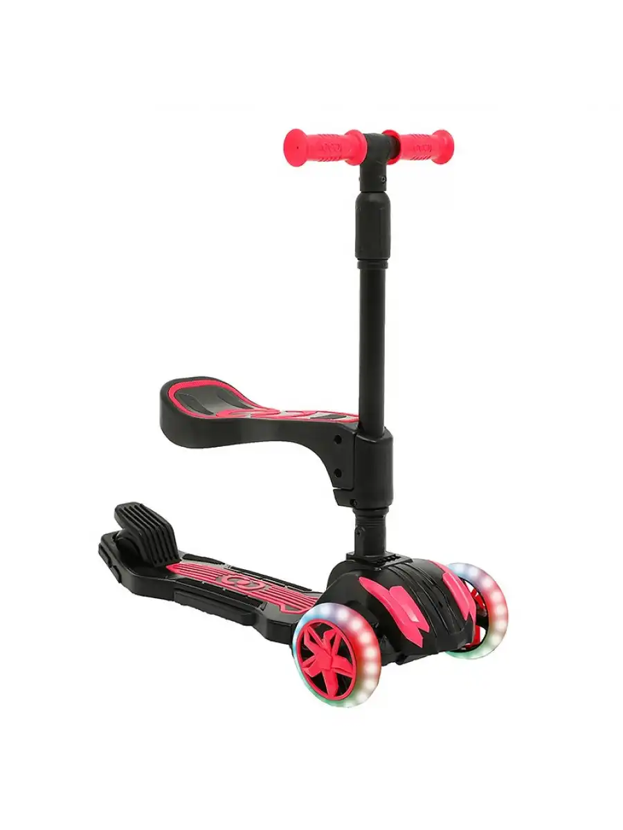 Cool Wheels Oturaklı Pembe Combo Işıklı 3 Tekerlekli Katlanabilir Scooter - CoolWheels Scooter - Çocuk Scooter