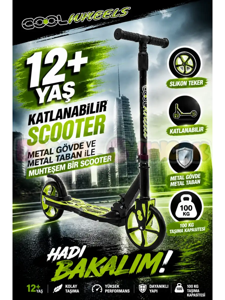 Cool Wheels 12+ Yaş Sarı 2 Tekerlekli Katlanabilir Scooter - CoolWheels Scooter - Genç Scooter