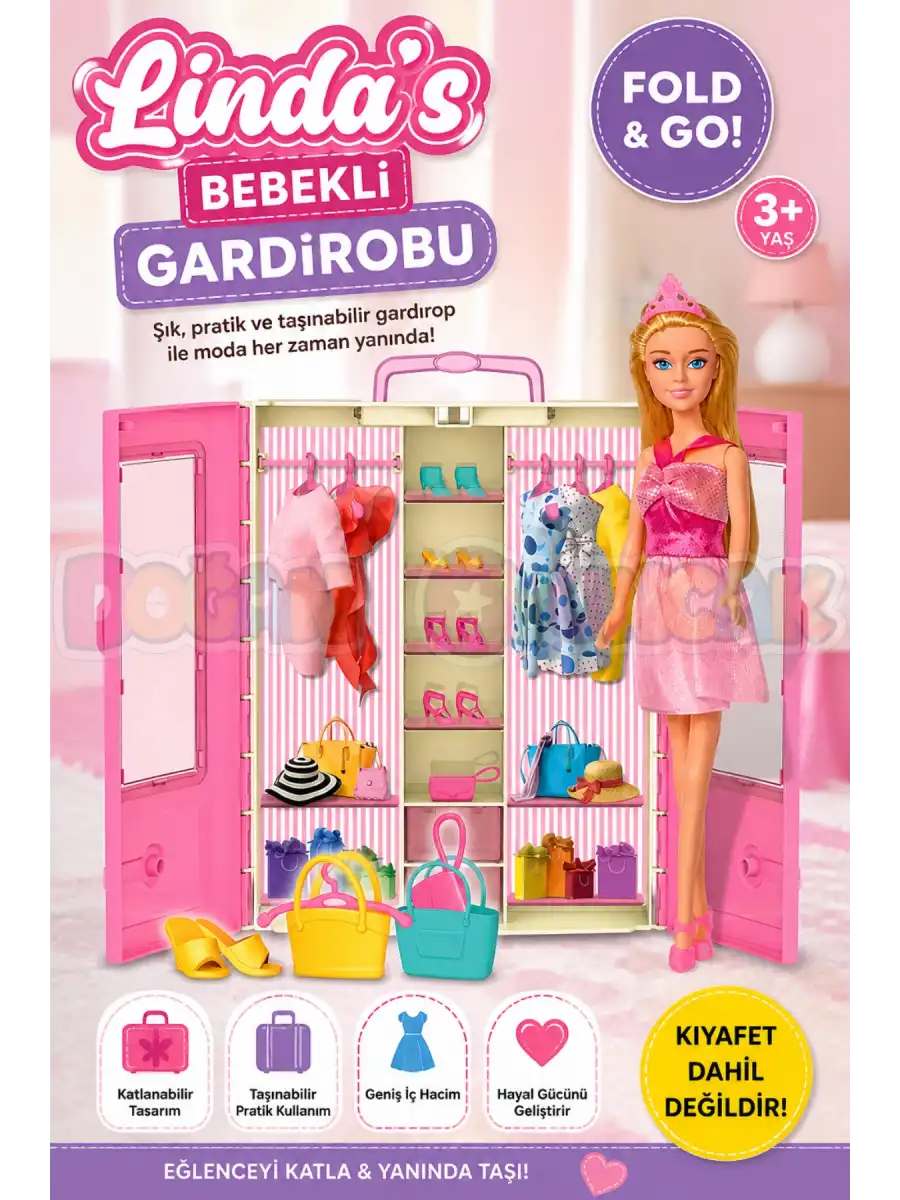 Lindanın Bebekli Gardırobu - Barbie Dolap - Barbie Giysi Dolabı - Barbie Gardırop - Gardrop