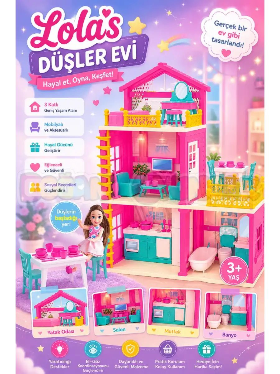 Lolanın Düşler Evi - Ev Oyuncak - Lolanın Düşler Ev Seti - Barbie Ev Seti