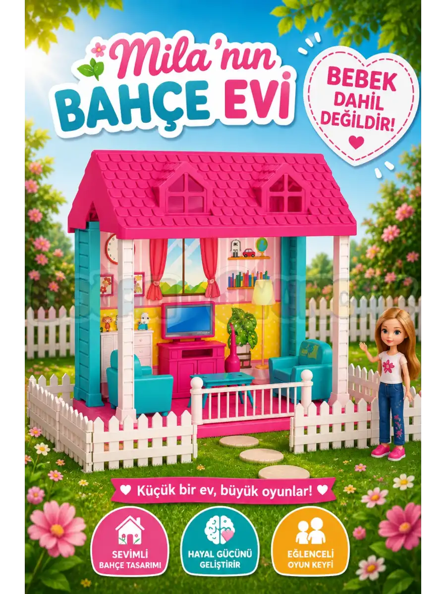 Milanın Bahçe Evi - Ev Oyuncak - Milanın Bahçe Ev Seti - Barbie Ev Seti - Rüya Evi - Oyun Evi