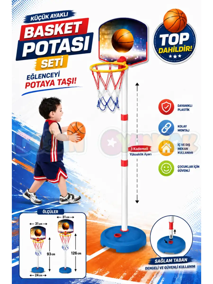 Küçük Ayaklı Basket Potası Seti - Spor Oyuncakları - Basketbol Oyuncakları - Basket Seti