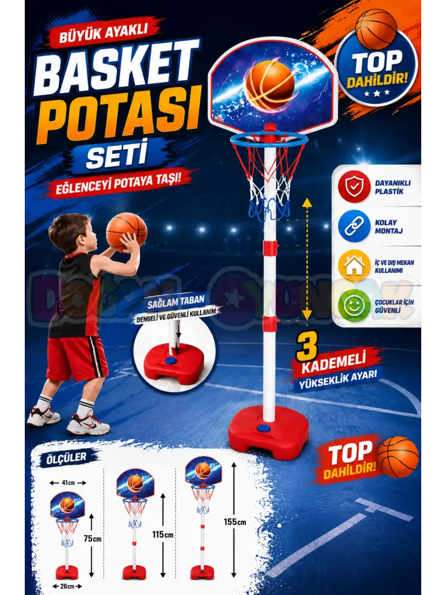 Büyük Ayaklı Basketbol Seti - Spor Oyuncakları - Basketbol Oyuncakları - Basket Seti