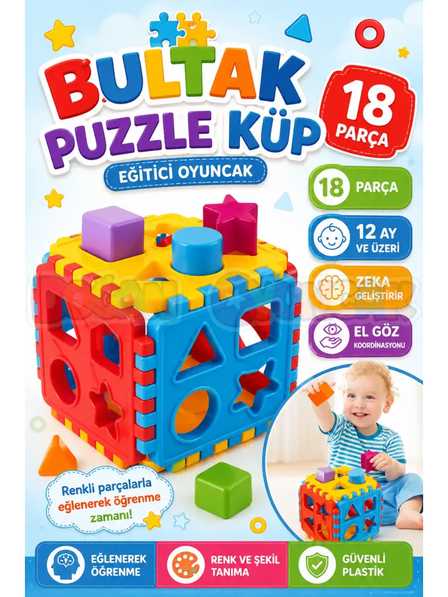 Bul-Tak Puzzle - Bultak Lego - Bebek Oyuncağı - Şekil Takmaca