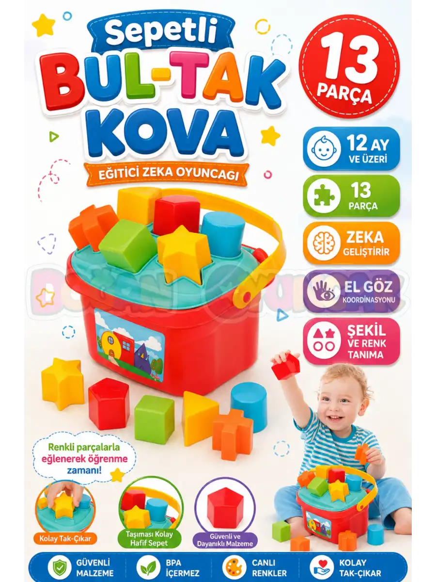 Sepetli Bul-Tak Kova - Bultak Lego - Bebek Oyuncağı - Şekil Takmaca