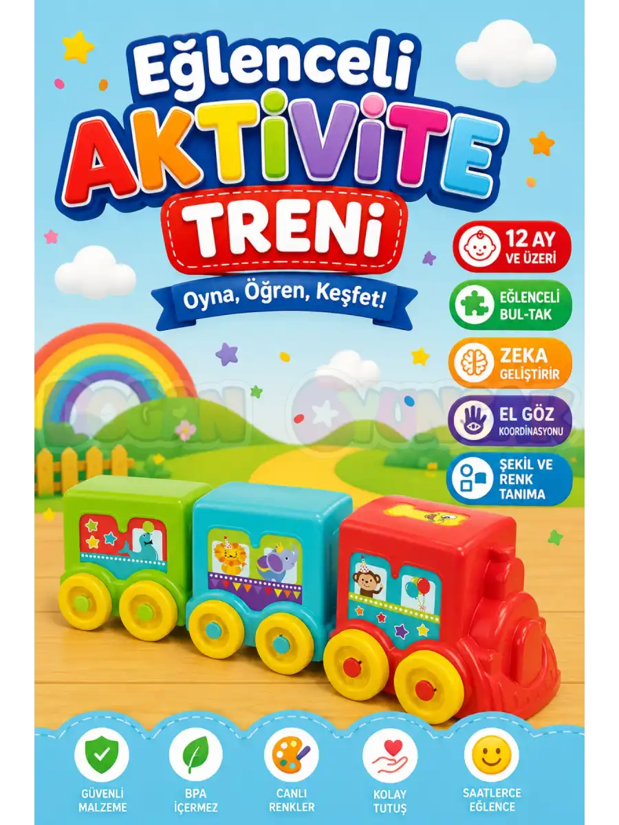 Eğlenceli Aktivite Treni - Üst Üste Dizmece - Bebek Oyuncağı - Tren Oyuncakları