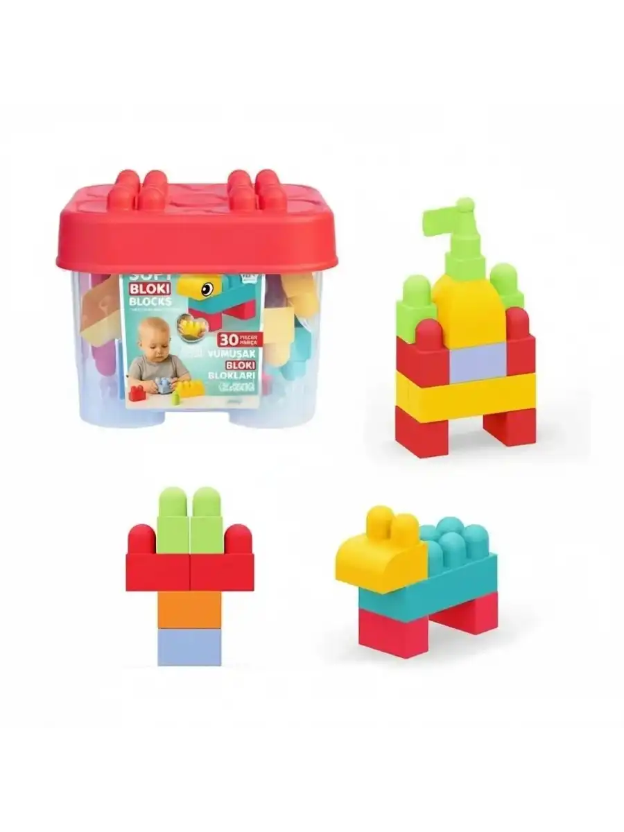 Yumuşak Bloki Blokları Kova 30 Parça - Büyük Yumuşak Bloklar - Büyük Soft Lego Oyuncakları