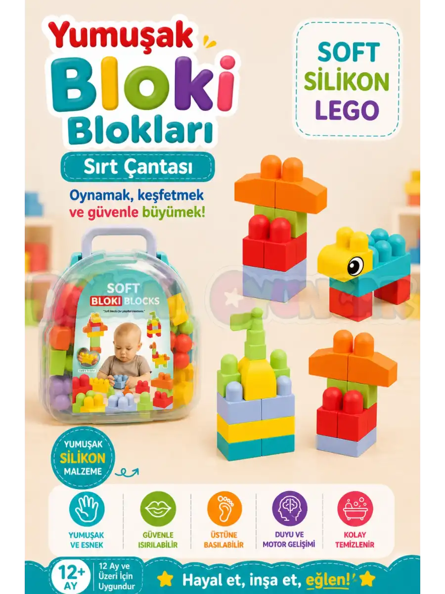 Yumuşak Bloki Blokları Sırt Çantası - Büyük Yumuşak Bloklar - Büyük Soft Lego Oyuncakları