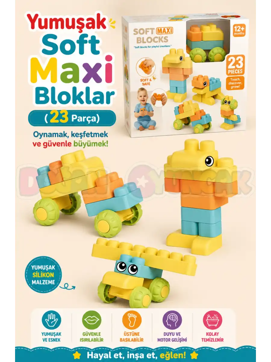 Yumuşak Soft Maxi Bloklar (23 Parça) - Soft Yumuşak Bloklar - Büyük Soft Lego Oyuncakları - Yumuşak Lego - Soft Lego