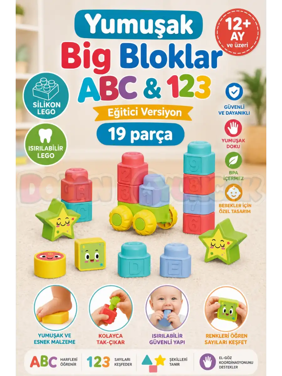 Yumuşak Big Bloklar ABC & 123 - Büyük Yumuşak Bloklar - Büyük Soft Lego Oyuncakları