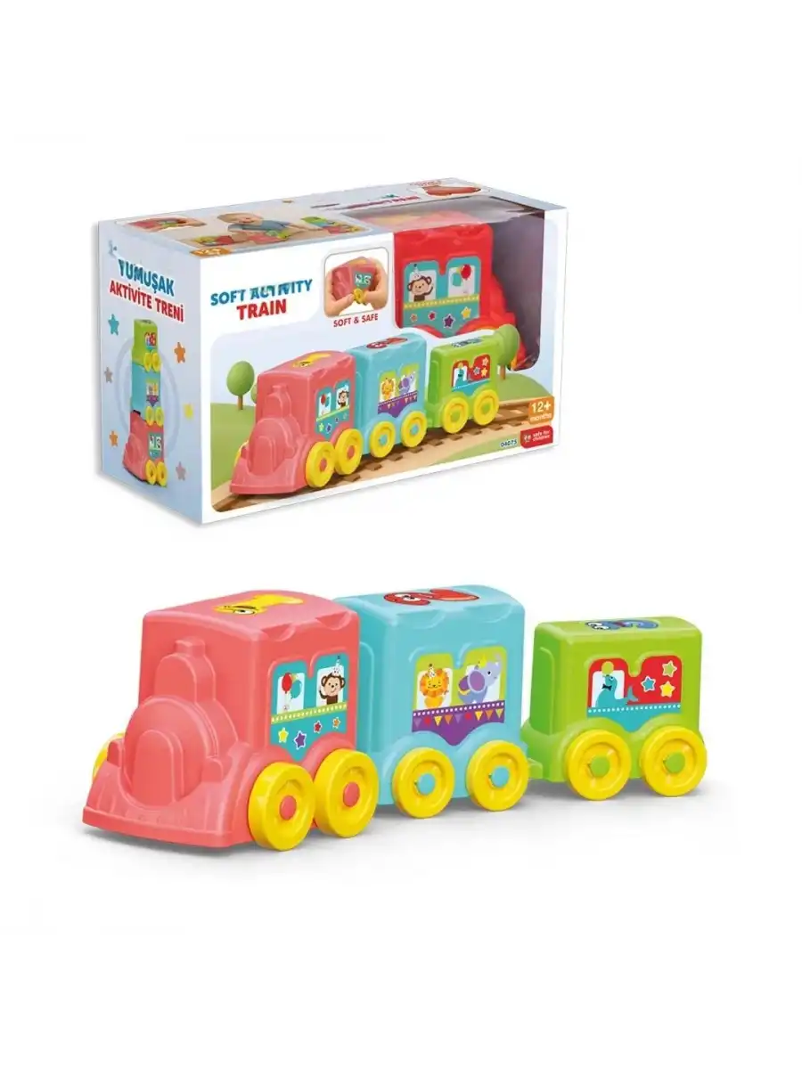 Yumuşak Aktivite Treni - Bebek Oyuncakları - Üst Üste Dizme Eğitici Oyuncak - Soft Lego Tren Oyuncakları