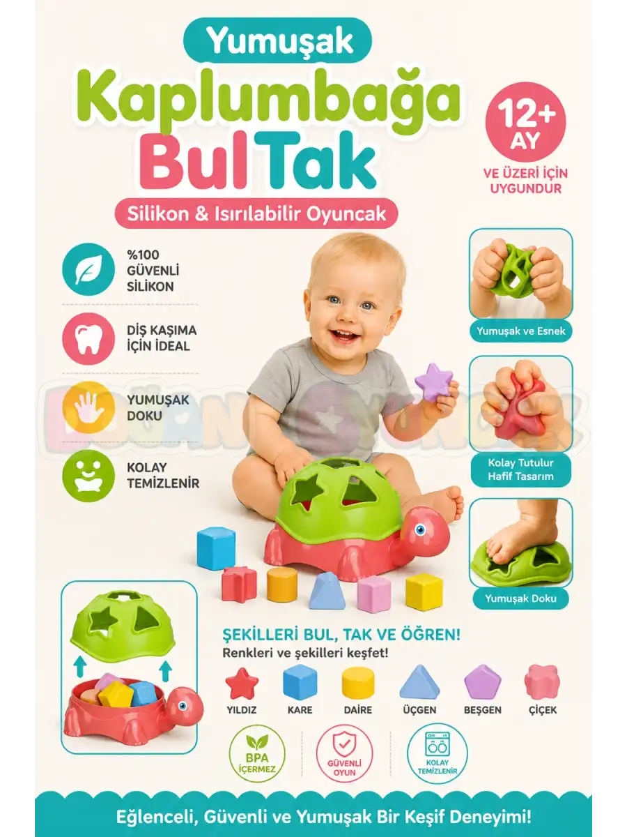 Yumuşak Kaplumbağa BulTak - Bebek Oyuncakları - Bultak Oyuncak Eğitici Oyuncak - Yumuşak Lego - Soft Lego