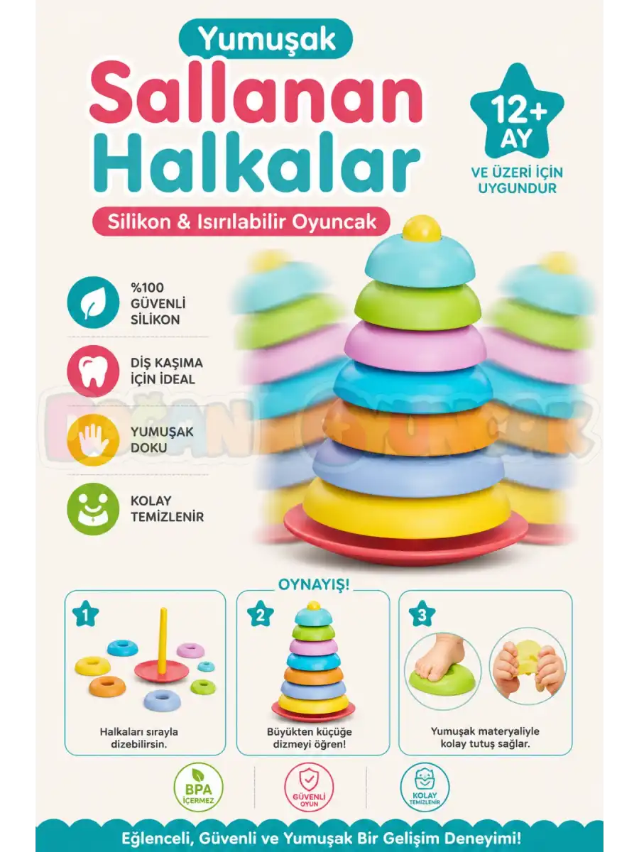 Yumuşak Sallanan Halkalar - Bebek Oyuncakları - Sallanan Halkalar Oyuncak - Yumuşak Lego - Soft Lego
