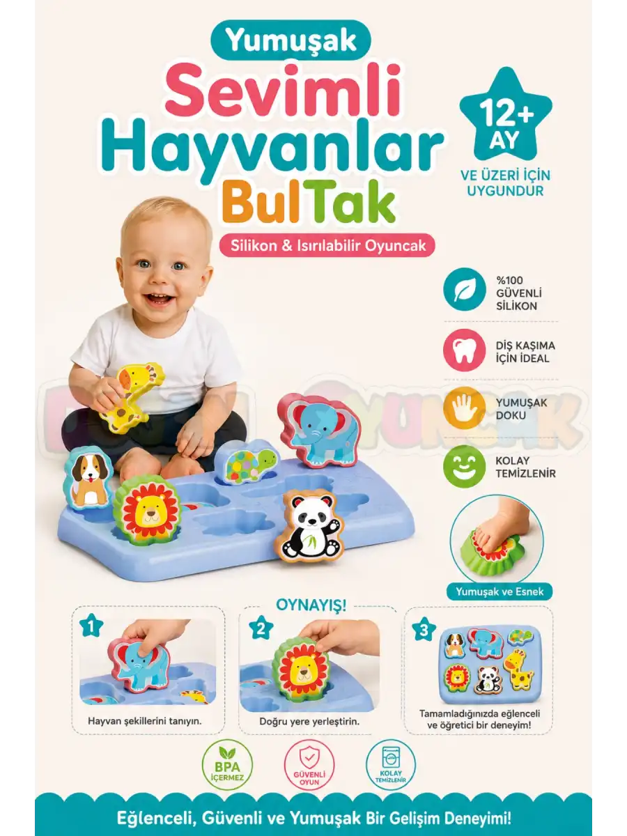 Yumuşak Sevimli Hayvanlar Bultak - Bebek Oyuncakları - Hayvan Yerleştirme Oyuncak - Yumuşak Lego - Soft Lego