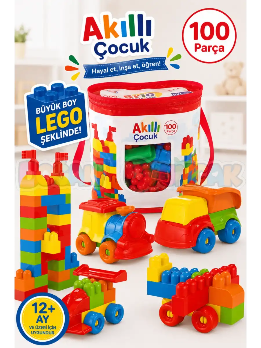 Akıllı Çocuk (100 Parça) - Büyük Parça Lego - Lego Setleri - Bloklar - Bebek Lego