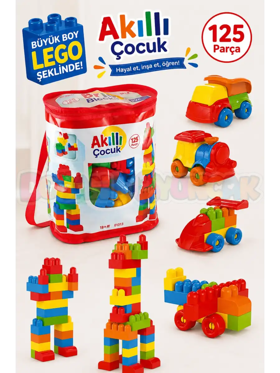 Akıllı Çocuk (125 Parça) - Büyük Parça Lego - Lego Setleri - Bloklar - Bebek Lego