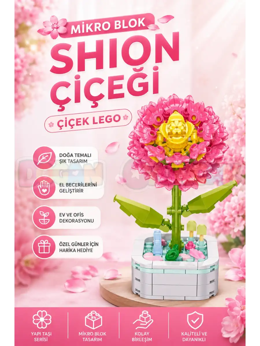 Mikro Blok Shion Çiçeği Çiçek Lego - Lego Setleri Mini Lego - Çiçek Lego - Blossom Çiçek Lego