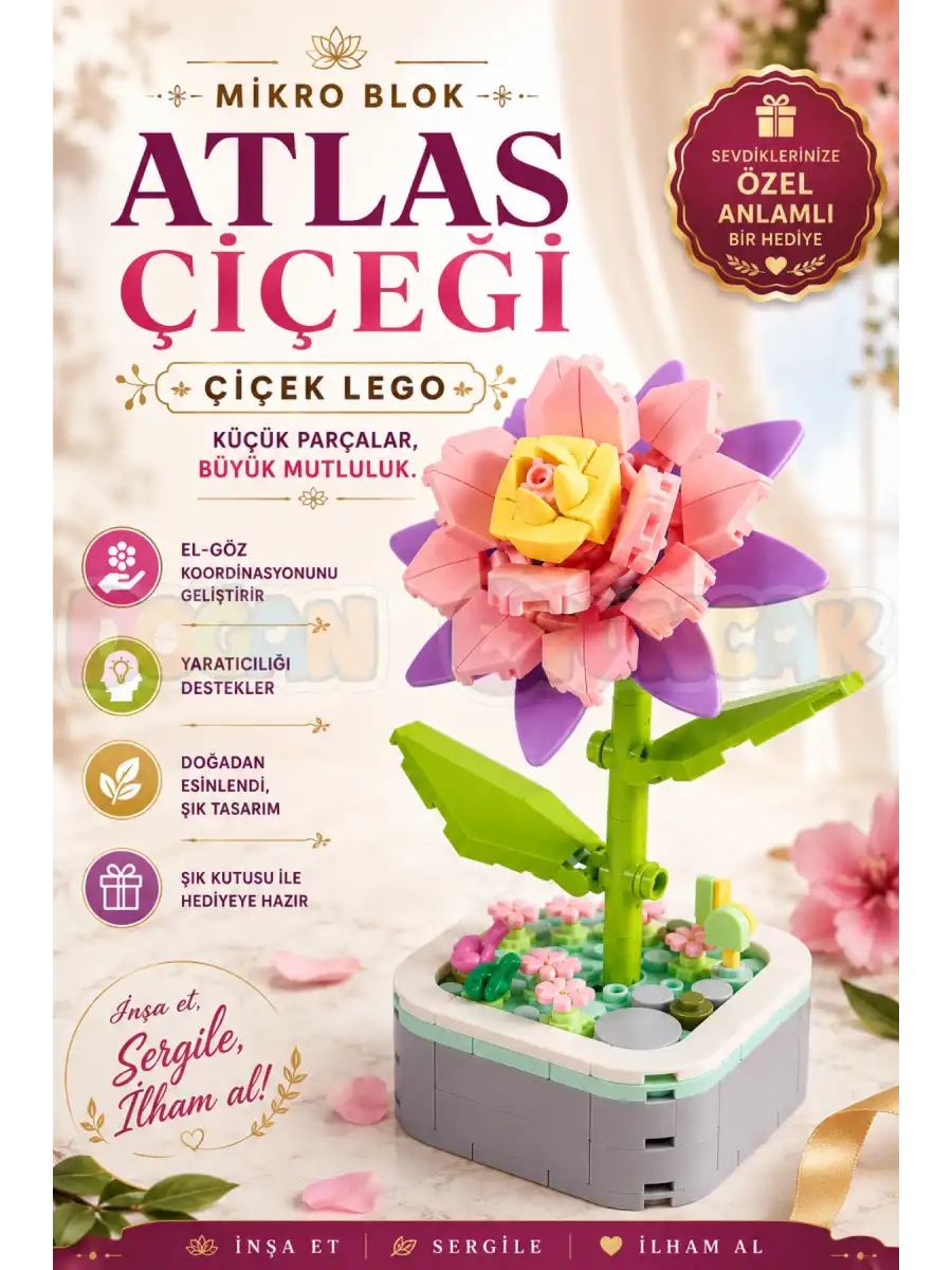 Mikro Blok Atlas Çiçeği Çiçek Lego - Lego Setleri Mini Lego - Çiçek Lego - Blossom Çiçek Lego