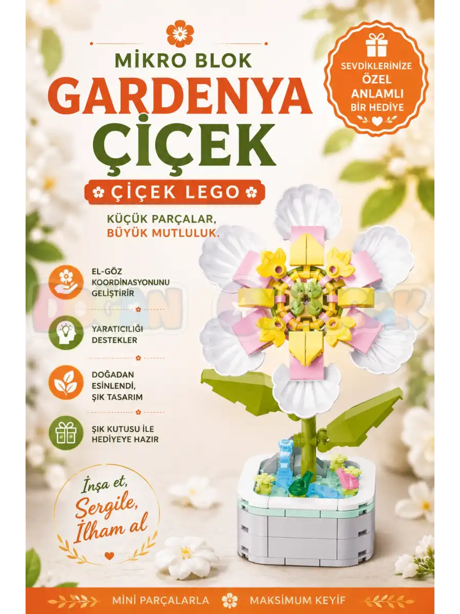 Mikro Blok Gardenya Çiçek Lego - Lego Setleri Mini Lego - Çiçek Lego - Blossom Çiçek Lego