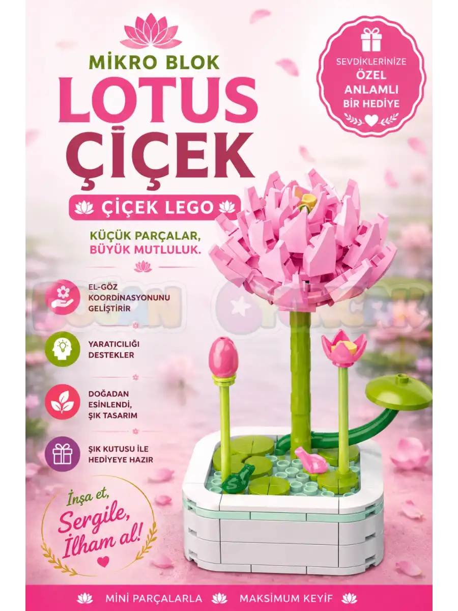 Mikro Blok Lotus Çiçek Lego - Lego Setleri Mini Lego - Çiçek Lego - Blossom Çiçek Lego