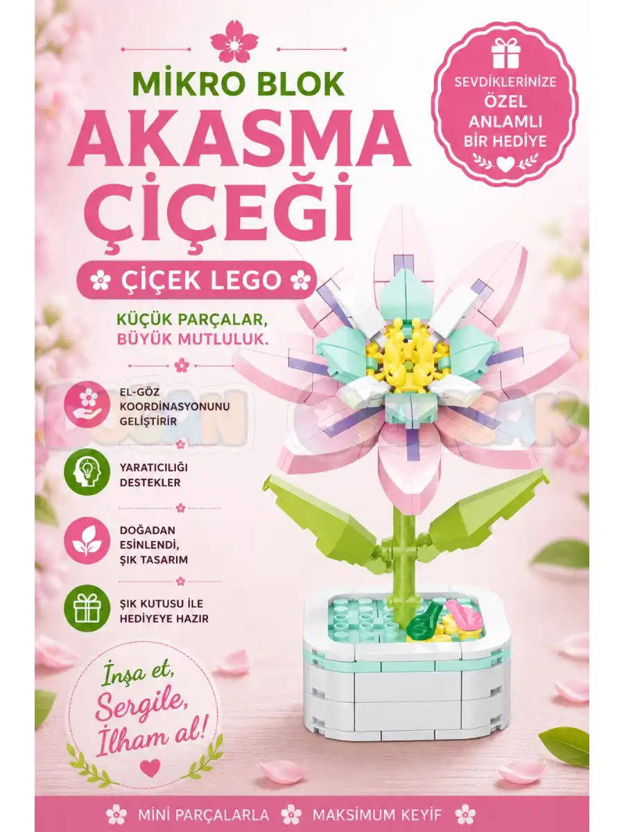 Mikro Blok Akasma Çiçeği Çiçek Lego - Lego Setleri Mini Lego - Çiçek Lego - Blossom Çiçek Lego