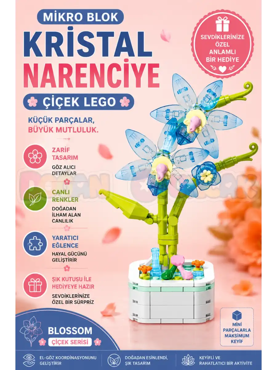 Mikro Blok Kristal Narenciye Çiçek Lego - Lego Setleri Mini Lego - Çiçek Lego - Blossom Çiçek Lego