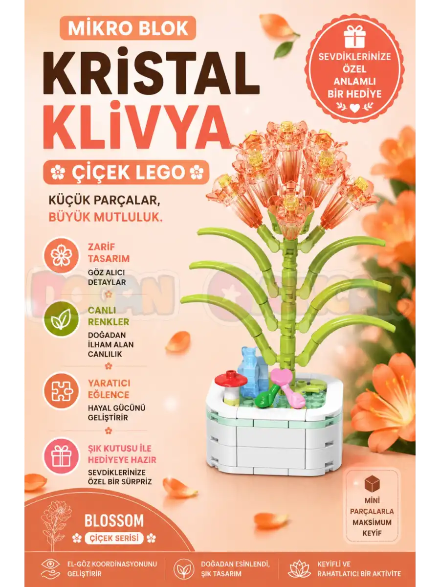 Mikro Blok Kristal Klivya Çiçek Lego - Lego Setleri Mini Lego - Çiçek Lego - Blossom Çiçek Lego