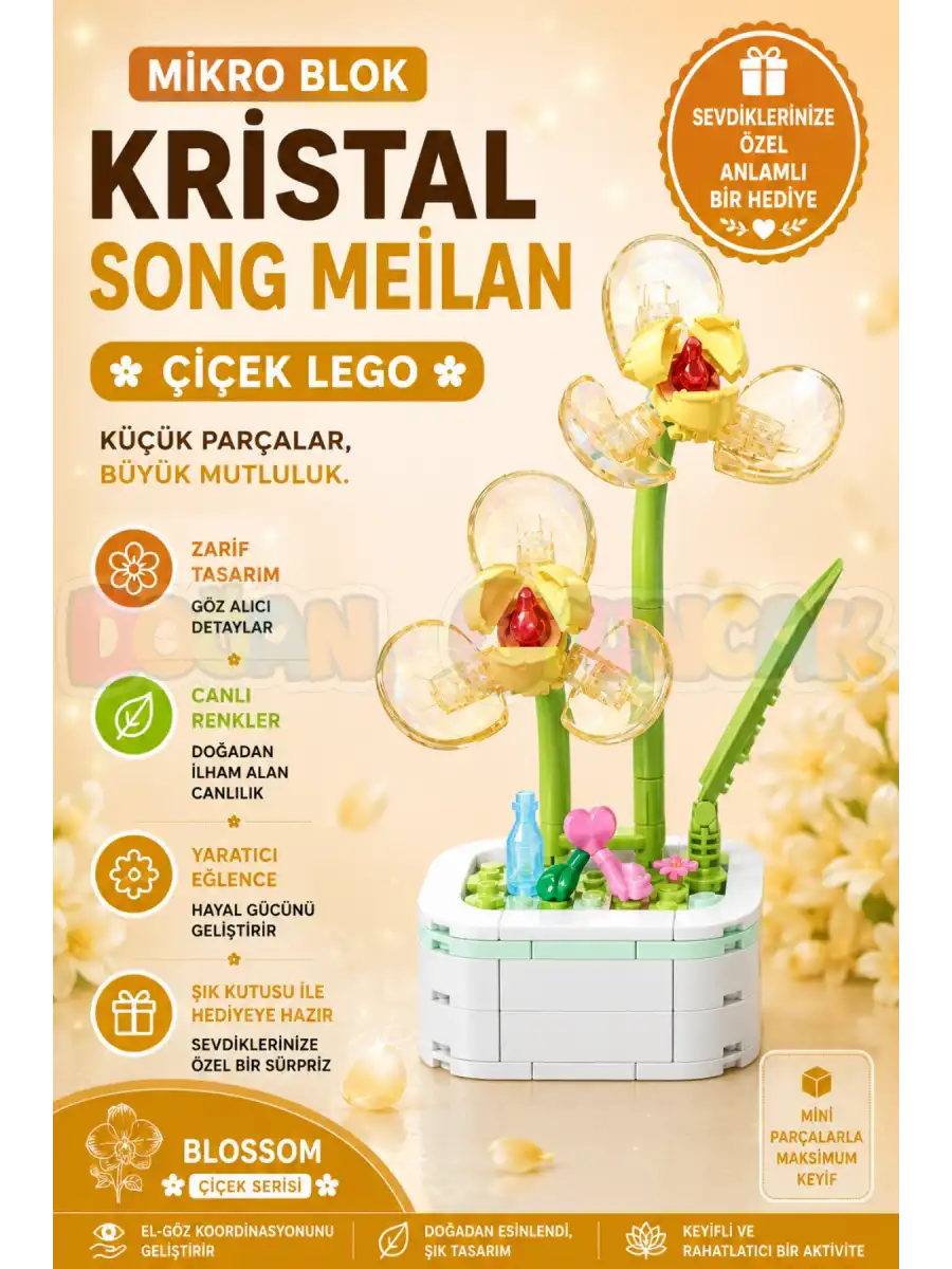 Mikro Blok Kristal Song Meilan Çiçek Lego - Lego Setleri Mini Lego - Çiçek Lego - Blossom Çiçek Lego