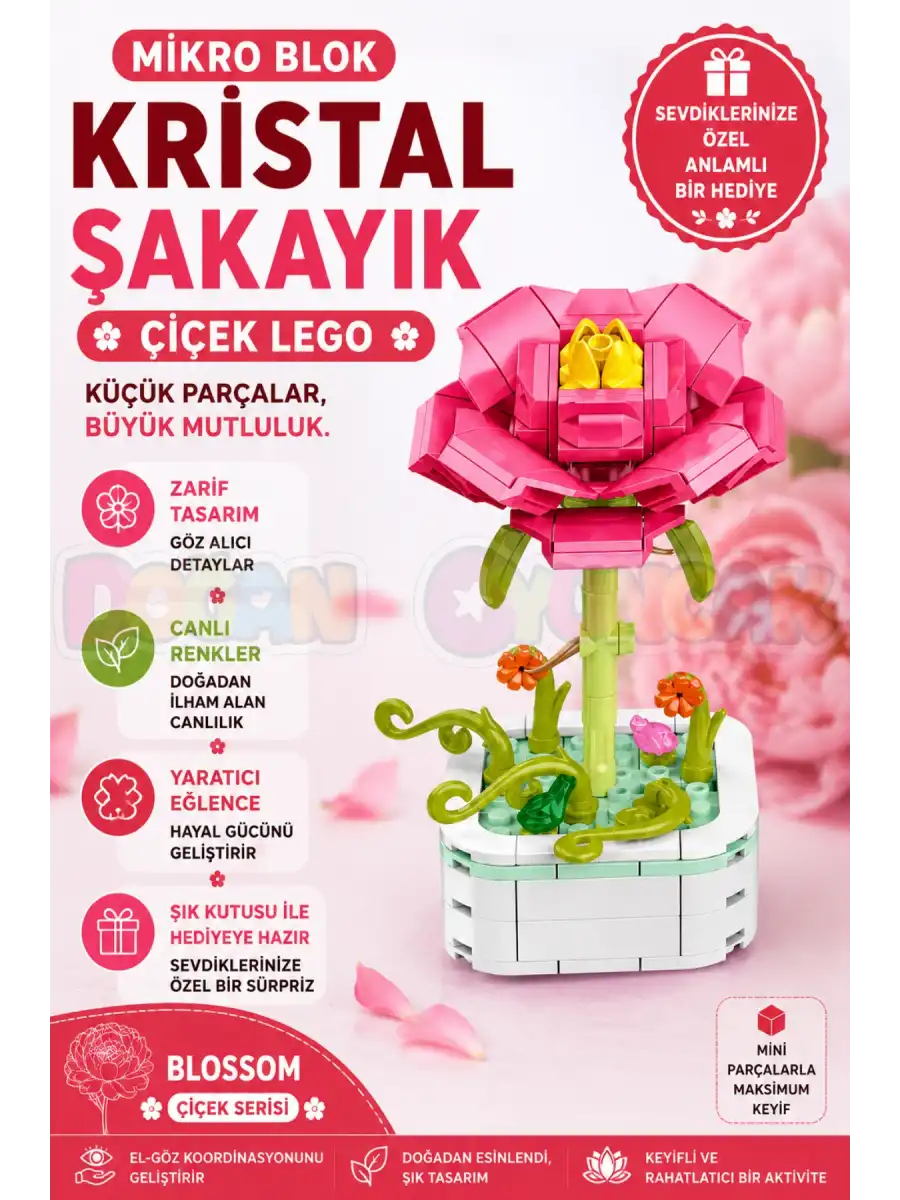 Mikro Blok Şakayık Çiçek Lego - Lego Setleri Mini Lego - Çiçek Lego - Blossom Çiçek Lego
