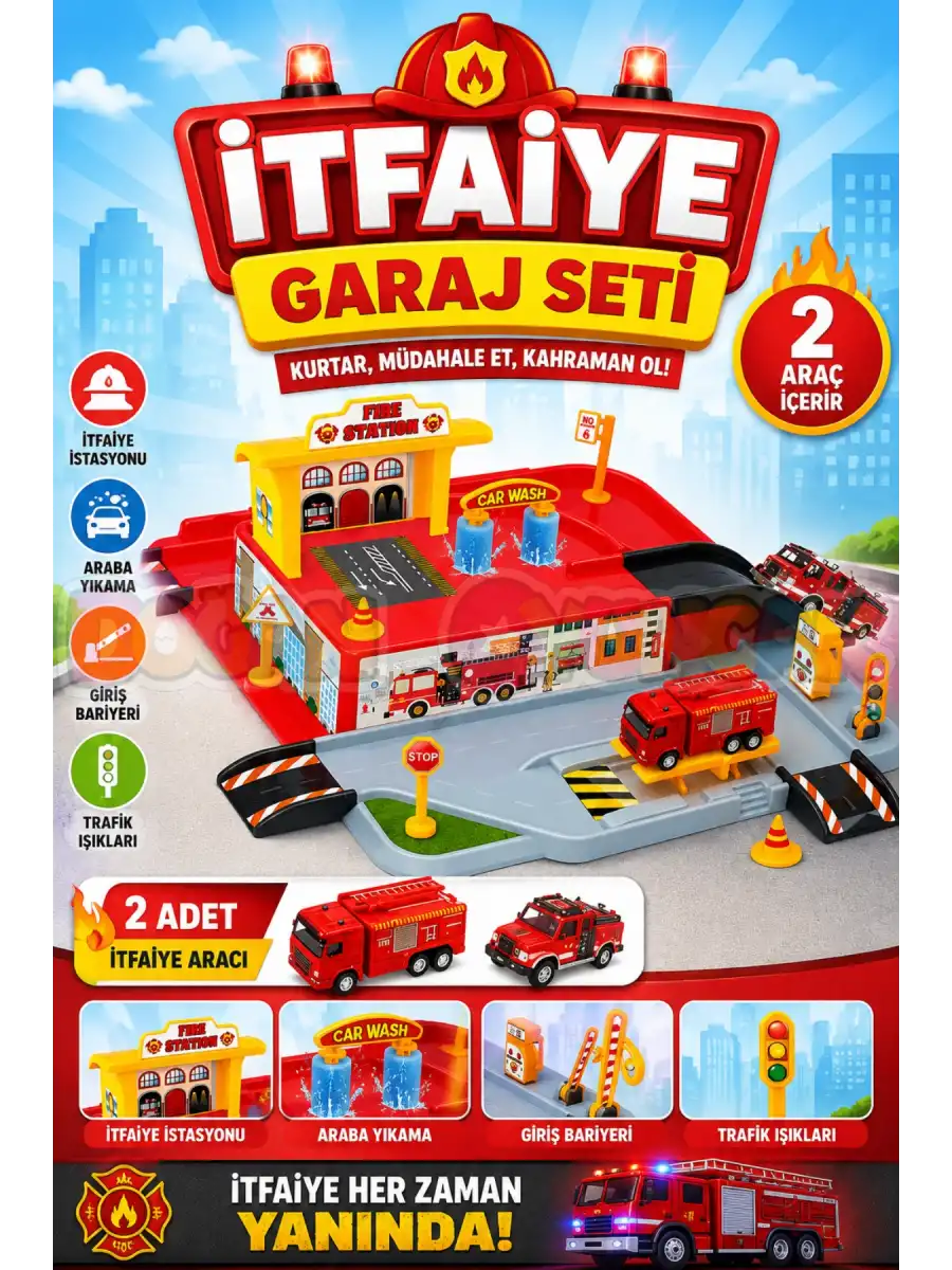 İtfaiye Garaj Seti - Otopark Seti - Araba Seti - İtfaiye İstasyonu - Araç Seti - Araba Oyunu