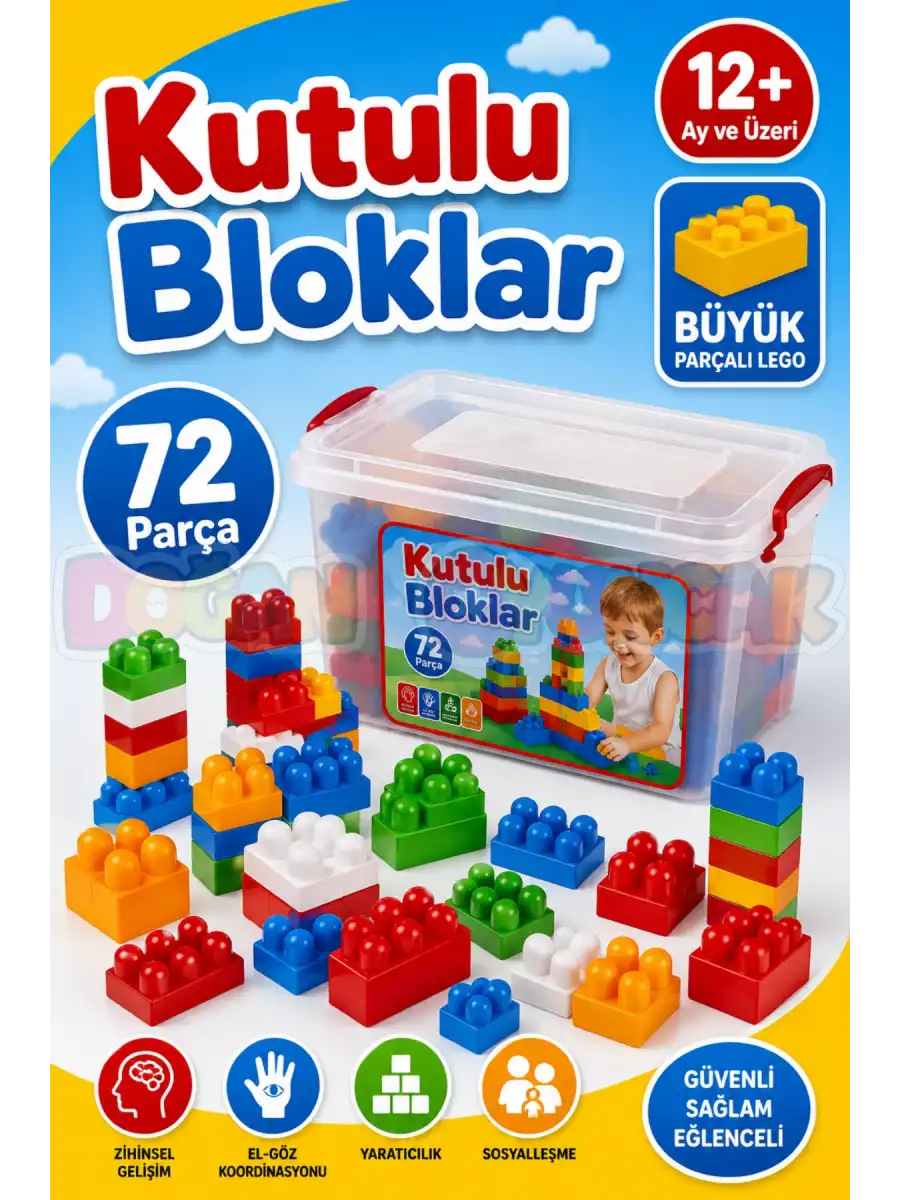 Kutulu Bloklar (72 Parça) - Büyük Parça Lego - Lego Setleri - Bloklar - Bebek Lego