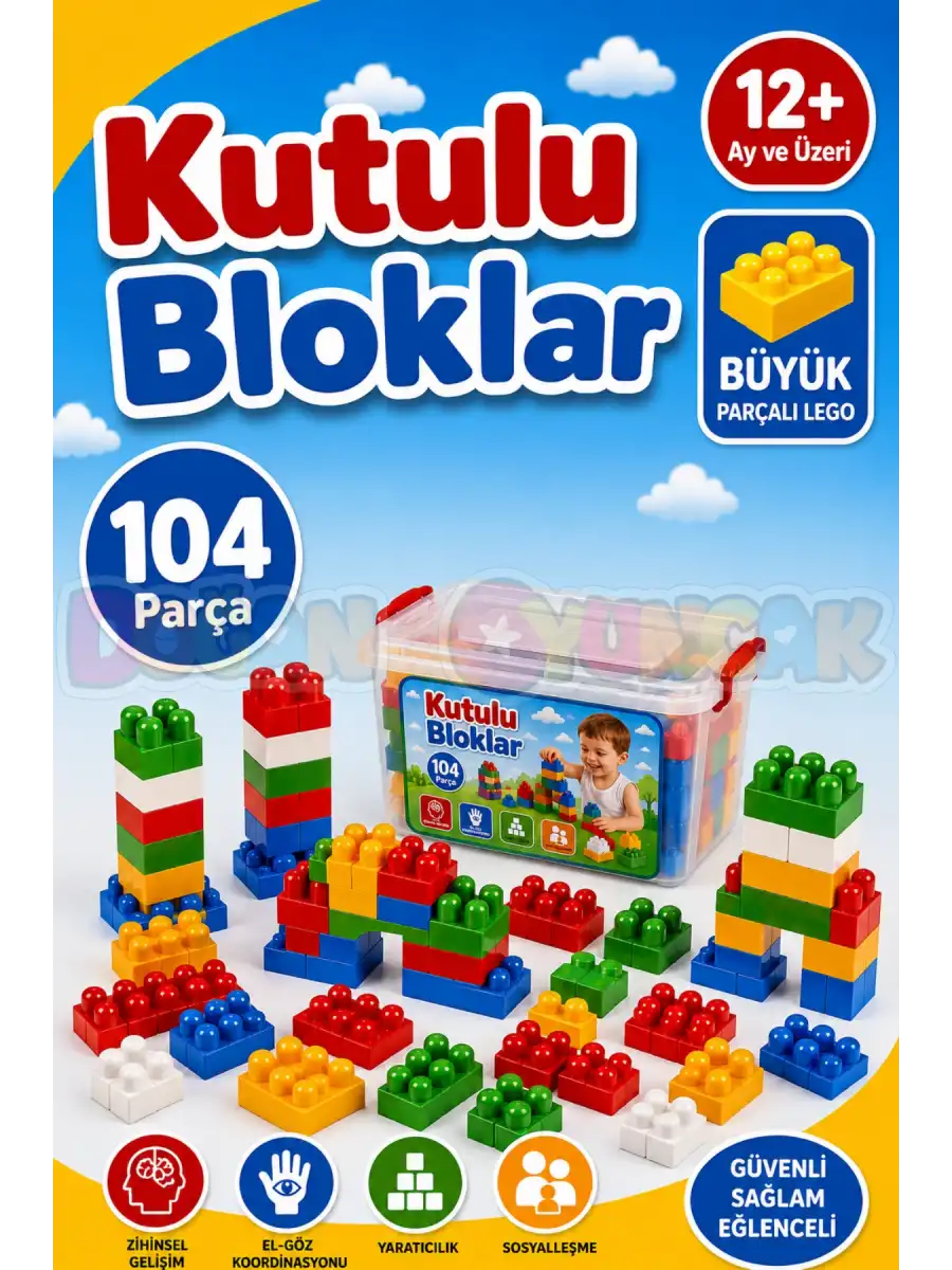 Kutulu Bloklar (104 Parça) - Büyük Parça Lego - Lego Setleri - Bloklar - Bebek Lego